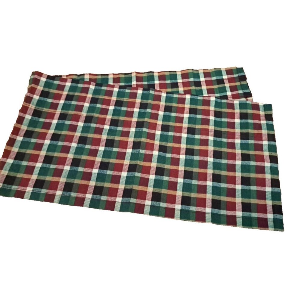 NWOT Plaid Curtain Valance Green Red Louis Hornick Farmhouse Country 58x15